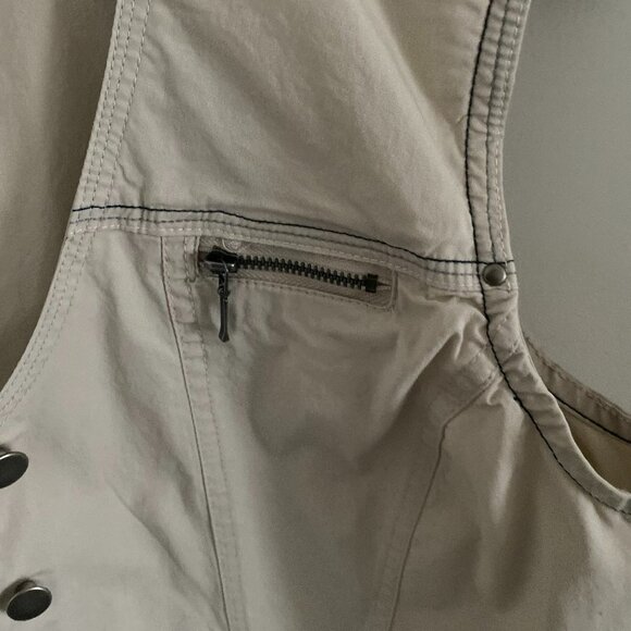 Y2 BLU VEST WOMEN'S TAILORED 97%COTTON BUTTONS POCKETS BEIGE COLOUR SZ L - Picture 4 of 5